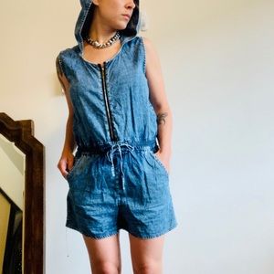 Denim hooded romper NEW w/o Tags